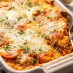 Hot sausage sweet potato lasagna with layers of ricotta and savory spices.