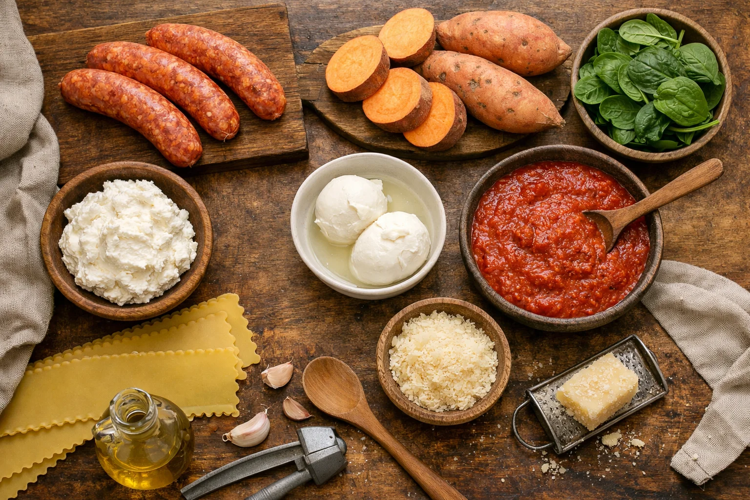 hot sausage sweet potato lasagna